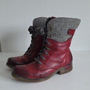 RIEKER | Remonte Ankle red Leather Boots Sz 39